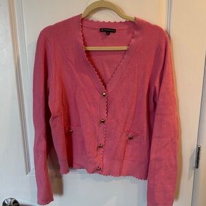 Adrianna Papell Pink Button-Up Women's Sweater